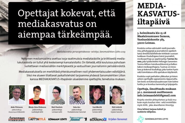 Alueen paikallislehdet järjestävät yhdessä mediakasvatusiltapäivän